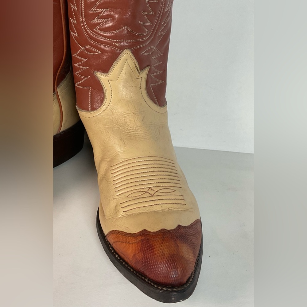 Vintage Tony Lama Urban Cowboy Boots | Teju Lizard Wingtip | Gold Label | 10 D - Picture 8 of 16